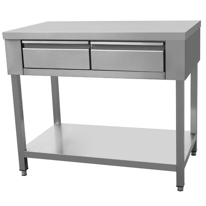 ADM RVS Werktafel met 2 lades 1000mm breed - 700mm diep 