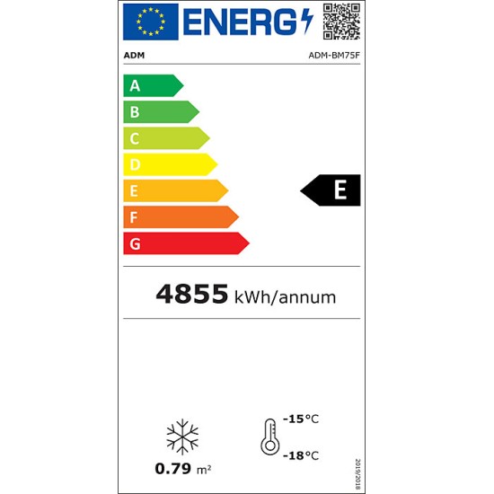 ADM BM75F Professionele display Vriezer met 1 glazen deur