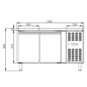 Koelwerkbank met 2 deuren - 260 liter