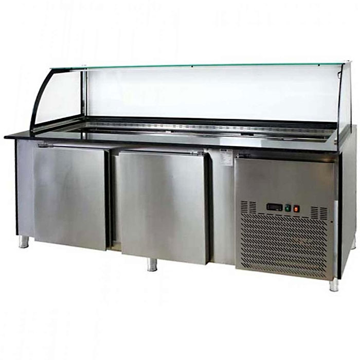 Luxe gekoeld buffet - zwart Graniet - 200 cm - Wit