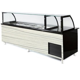 Luxe gekoeld buffet - zwart Graniet - Kassatafel - 200 cm - Hout wit