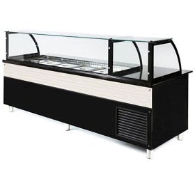 Luxe gekoeld buffet - zwart Graniet - Kassatafel - 200 cm - half Wit