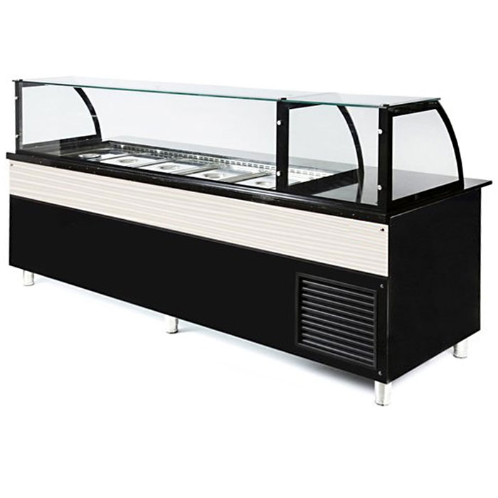 Luxe gekoeld buffet - zwart Graniet - Kassatafel - 200 cm - half Wit