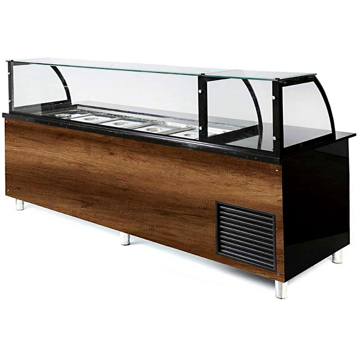 Luxe gekoeld buffet - zwart Graniet - Kassatafel - 250 cm - Hout