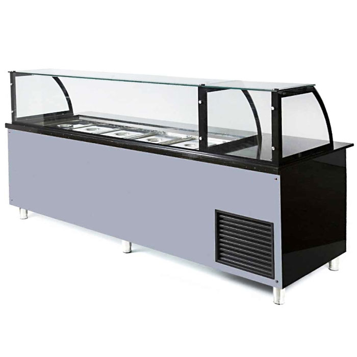 Luxe gekoeld buffet - zwart Graniet - Kassatafel - 250 cm - Grijs