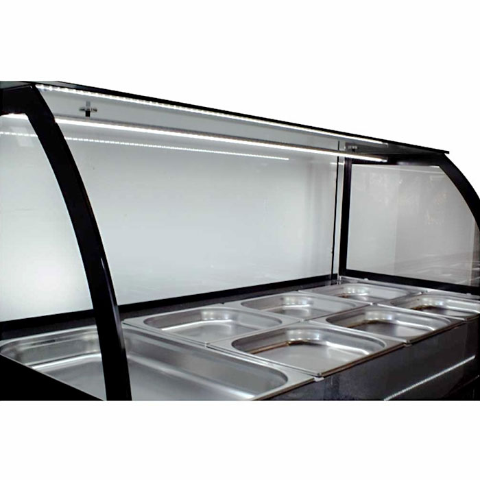 Luxe gekoeld buffet - zwart Graniet - Kassatafel - 200 cm - half Wit