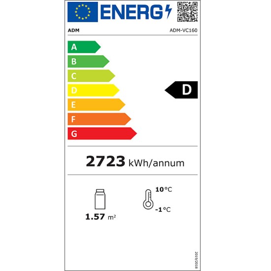 ADM VC160 Professionele display koeling met lichtbak en 3 glazen deuren