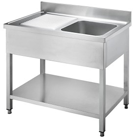 ADM RVS Spoeltafel Bak Rechts - 1000mm breed - 700mm diep met bodemschap