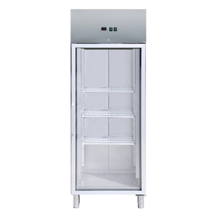 RVS vriezer met glazen deuren GN2/1 650-610 Liter -18° tot -22°C