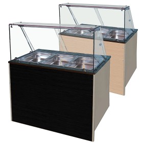 Warm buffet 3x GN 1/1 met houten frontpaneel | 1070 x 800 x 1310 mm