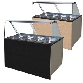 Warm buffet 4x GN 1/1 met houten frontpaneel | 1400 x 800 x 1310 mm