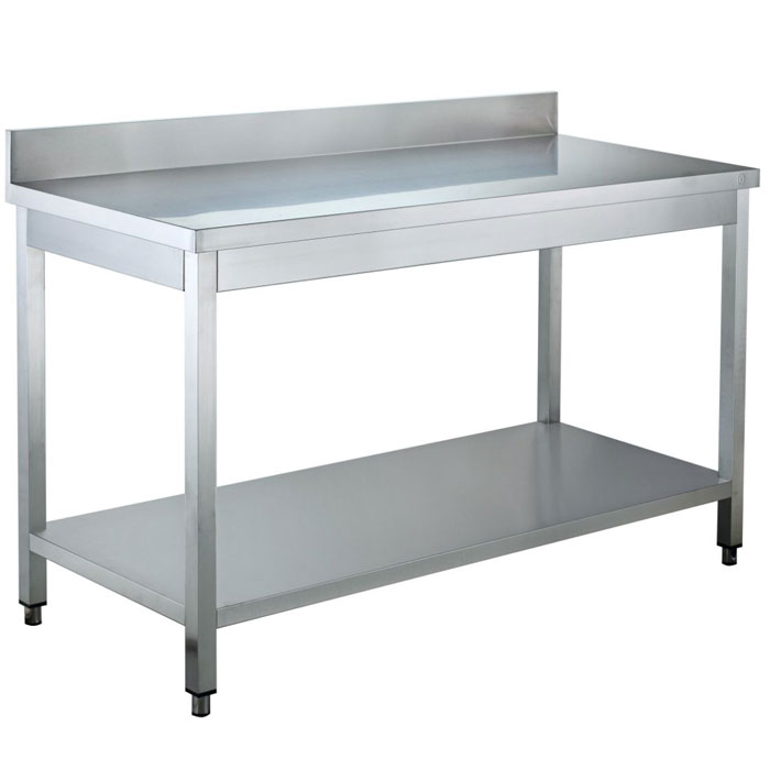 ADM RVS Werktafel 2000mm breed - 700mm diep met bodemschap en achteropstand