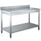 ADM RVS Werktafel 2000mm breed - 700mm diep met bodemschap en achteropstand