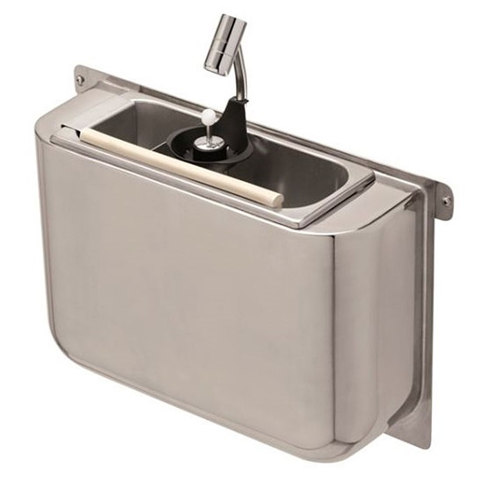 Ijslepel Spoelbak met Ijslepeldouche 410x120x270  met Waterafvoergat, Wateraansluiting en Standpijp