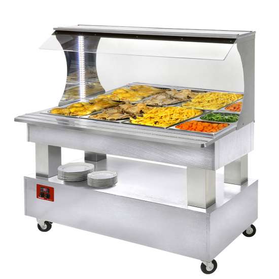 Warm wand-buffet, bain-marie, 4x GN 1/1-150 (wit hout)