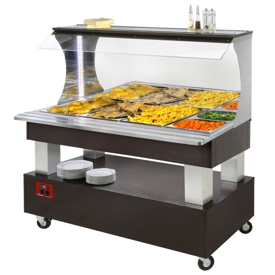 Warm wandbuffet, bain-marie, 4x GN 1/1-150 (Wengé hout)