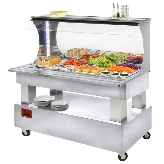 Buffet - gekoelde wand-salad bar, 4x GN 1/1-150 (wit hout)