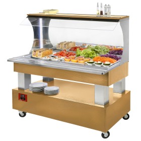 Buffet - Wandsalad bar, gekoeld, 4x GN 1/1-150 (Licht eiken hout)