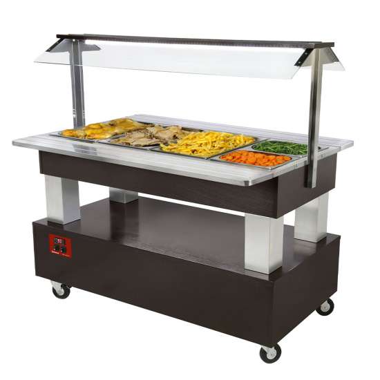 Warm buffet, bain-marie, 4x GN 1/1-150 (wengé hout)