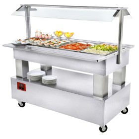 Buffet - Salad bar, gekoeld, 4x GN 1/1-150 (wit hout)