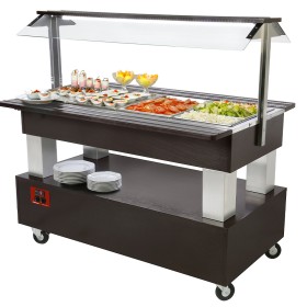 Buffet - Salad bar, gekoeld, 4x GN 1/1-150 (Wengé hout)