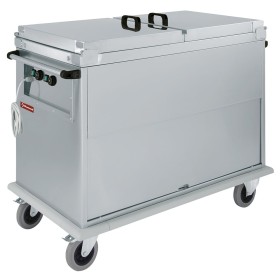 Bain-marie-wagen 2x GN 1/1, 2 T°c, deksels, kast met draaideur