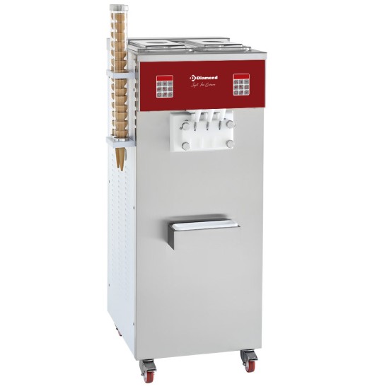 Soft ice-cream machine, 2 smaken + 1 mengsel, 30 Kg/u, luchtcondensor