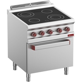 Vitrokeramisch fornuis met 4 zones, oven GN 2/1 met elektrische grill