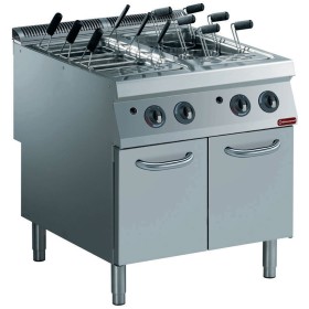Pastakoker gas, 2 kuipen GN 1/1, op meubel (zonder korven)