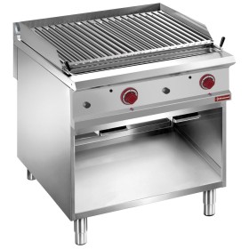 Gaslavasteengrill 1/1 module ,rooster 2 zijden roestvrij staal, op  open kast