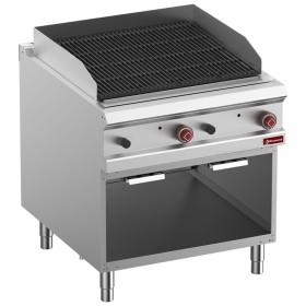 Gaslavasteengrill, module 1/1, 2-zijdige gietijzeren rooster, open kast