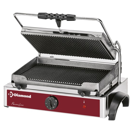 Elektrische panini grill MEDIUM, geribde platen