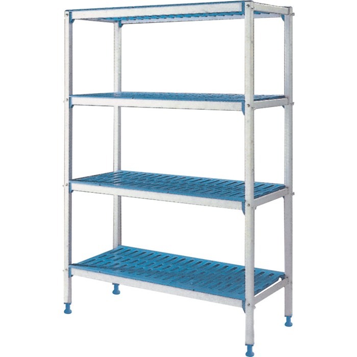 Lineaire rek in geanodiseerd aluminium 4 niveau's "Modular rack"