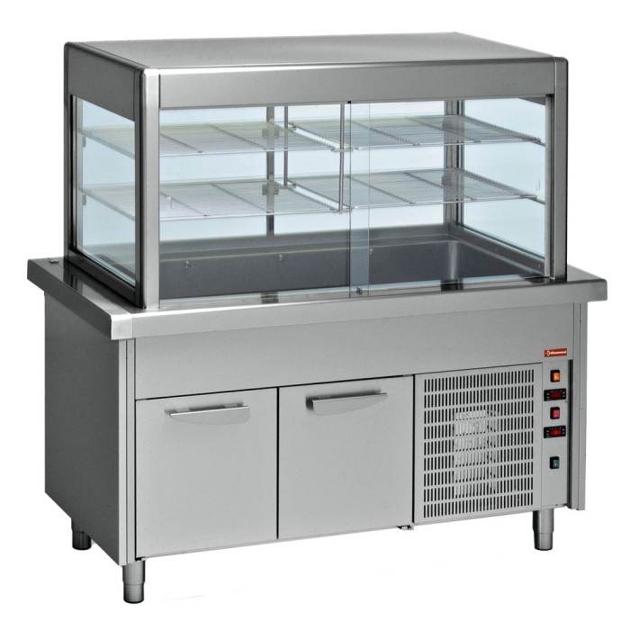 Top element + gekoelde vitrine op gekoelde kast 4x GN 1/1