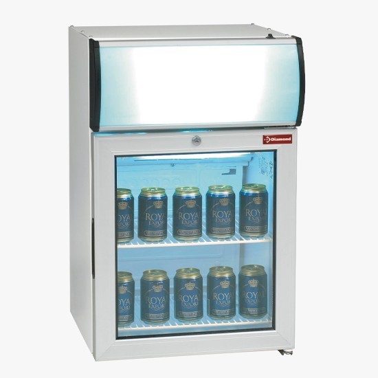 Vitrine tafelmodel positieve T°, 60 liter, met lichtbak