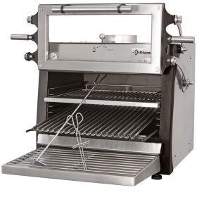 Houtskooloven-BBQ, GN 1/1 (60 Kg/h)/ - Hefbare deur/Roestvrij staal