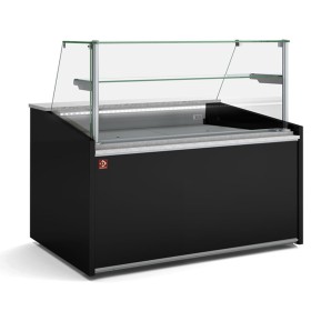 Neutrale vitrine toonbank, hoog glas, met neutrale opbergruimte - ZWART