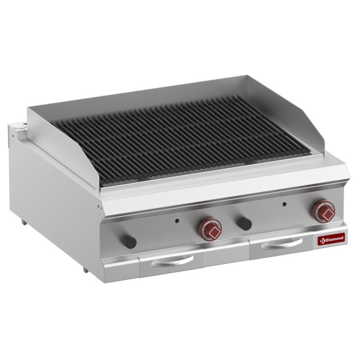 Lavasteengrill, module 1/1 rooster in gietijzer "dubbelzijdig"-Top-