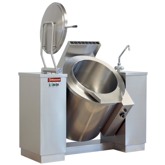 Gas kantelbare kookketel 150 liter, indirecte verwarming