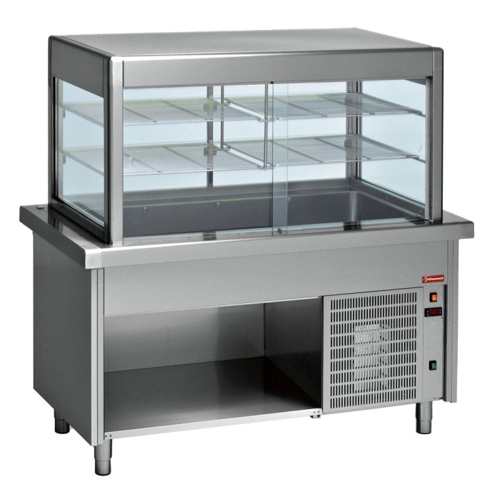 Top element + gekoelde vitrine op openkast 4x GN 1/1