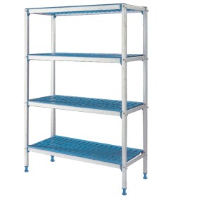 Lineaire rek in geanodiseerd aluminium 4 niveau's "Modular Rack"