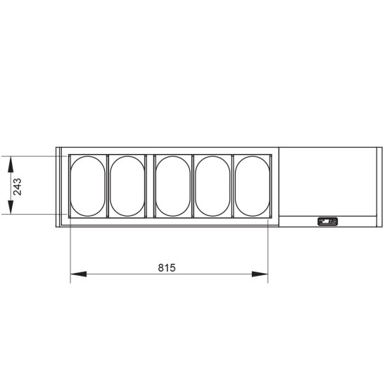 Gekoelde structuur GN 5x1/4 , met deksel