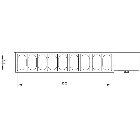 Gekoelde structuur GN 9x1/4, met rechte ruit