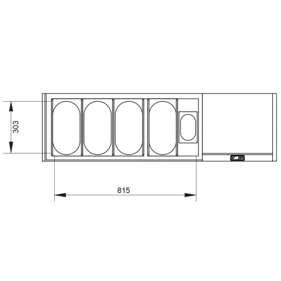 Gekoelde structuur GN 4x1/3, 1x1/9,, met deksel