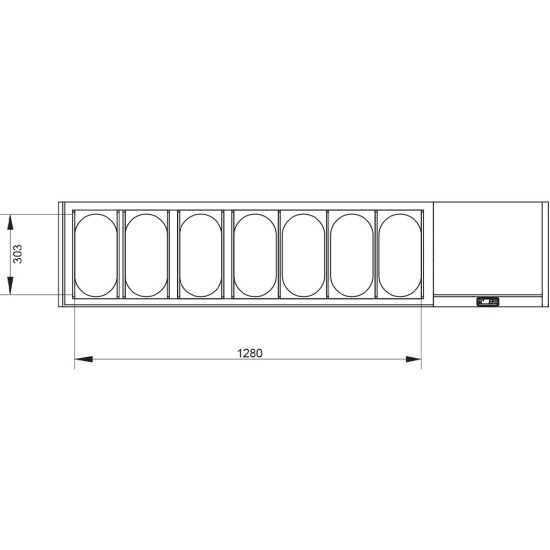 Gekoelde structuur GN 7x1/3, met deksel