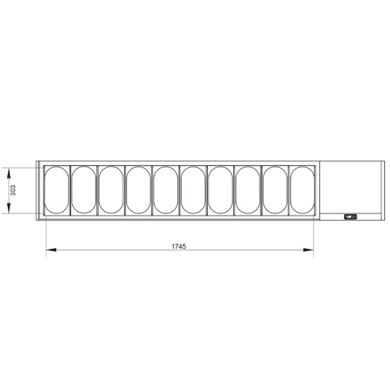 Gekoelde structuur GN 10x1/3, met deksel