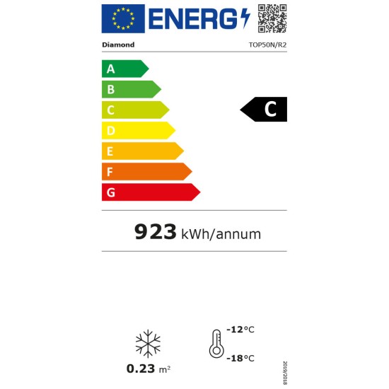 Vitrine tafelmodel negatieve T°, 50 liter, zonder lichtbak