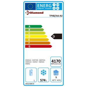 Wand  diepvriestafel, geventileerd, 4 deuren EN 600x400, 760 liter