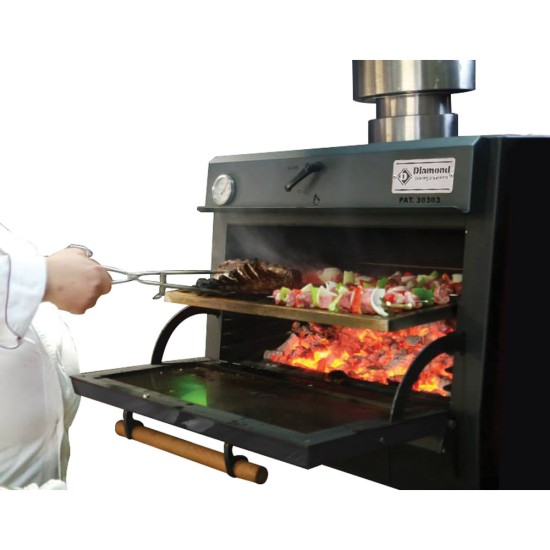 Houtskooloven-BBQ, GN 1/1 (60 Kg/h)/ - Hefbare deur/Roestvrij staal