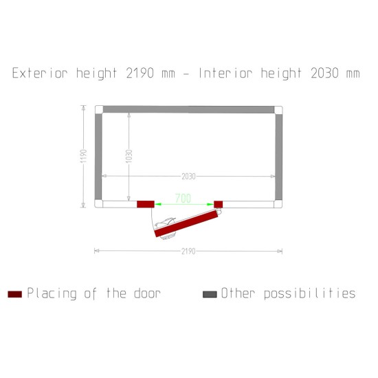 Kamer ISO 80, afm. int. 2030 x 1030 xh 2030 mm  (4,24 m³)